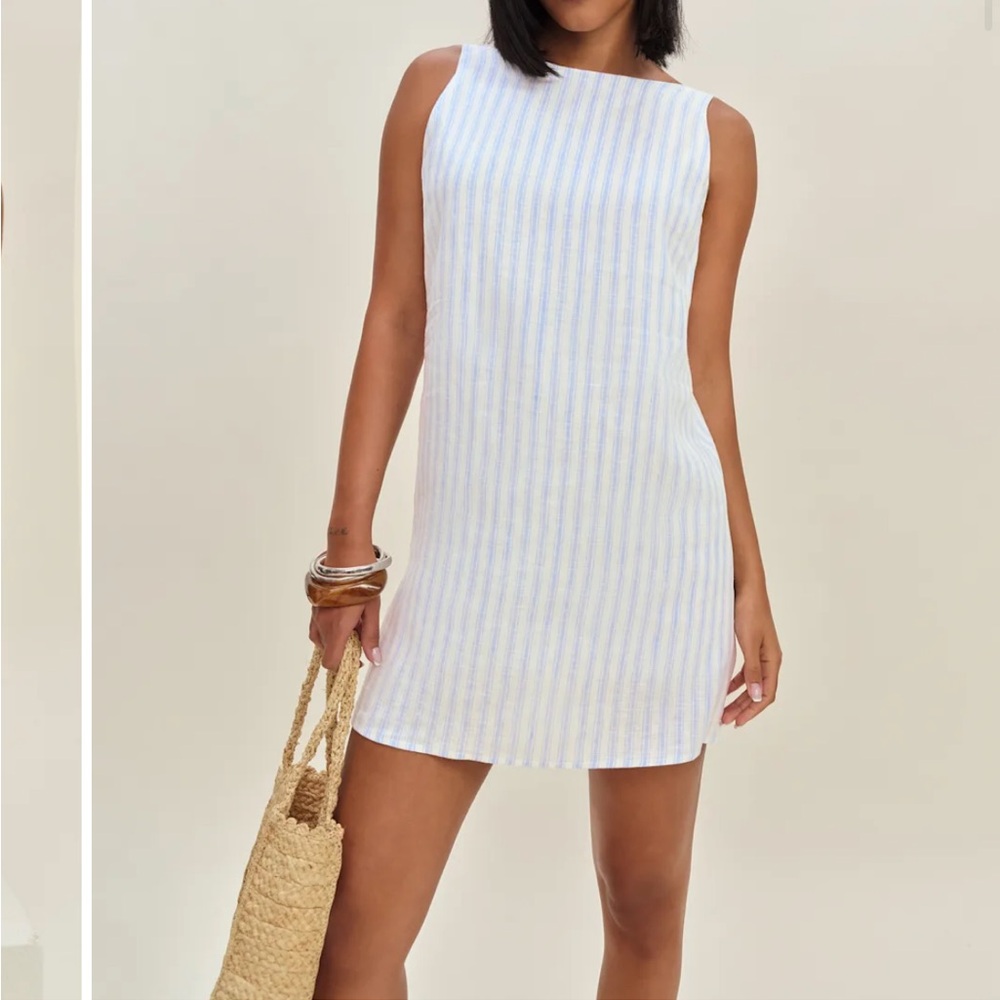 Reformation Blue and White Striped Dress